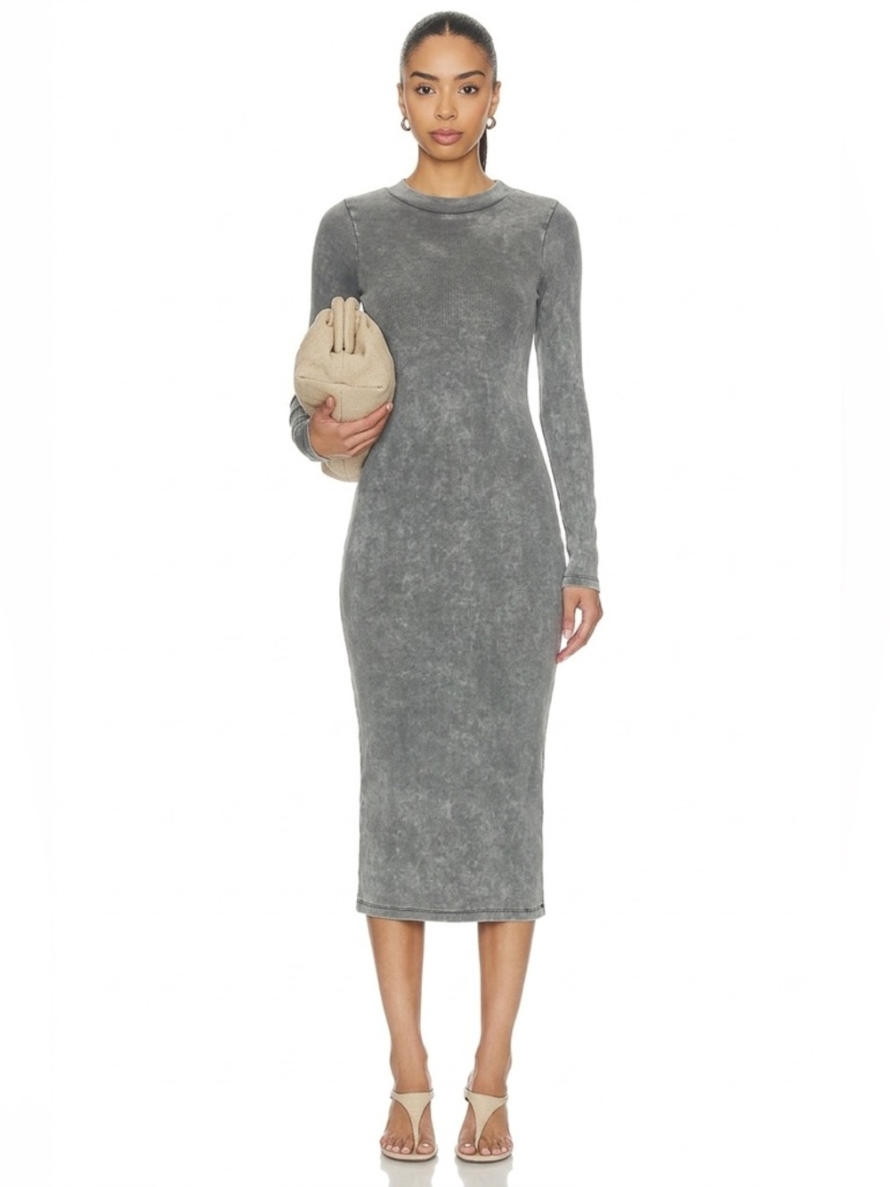 Young Fabulous & Broke Ribbed Bodycon Midi Dress Size S